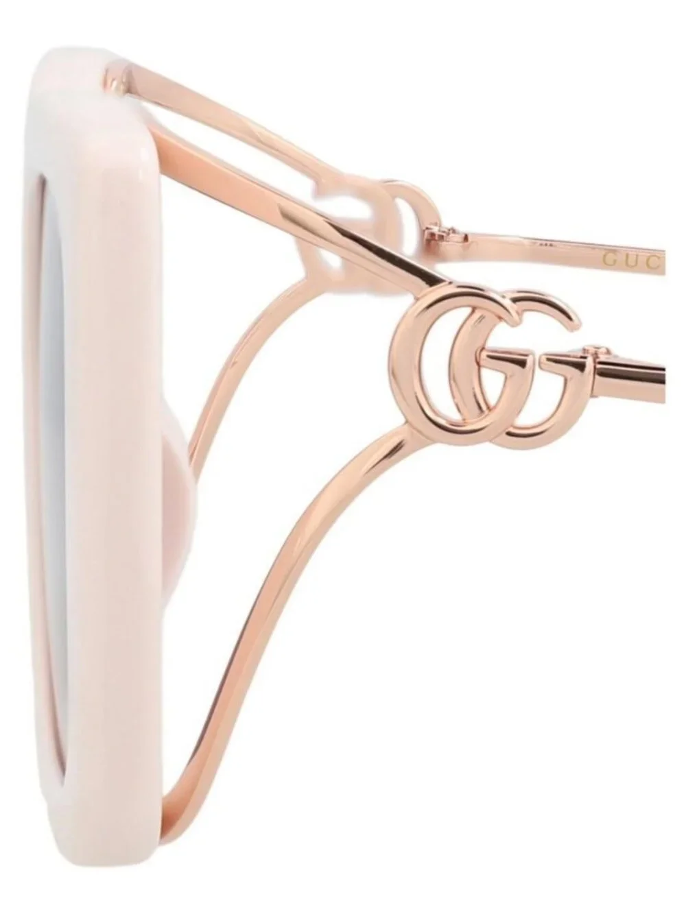 New Gucci Womens Square/Rectangle Ivory Gold Violet Fashion Designer Sunglasses